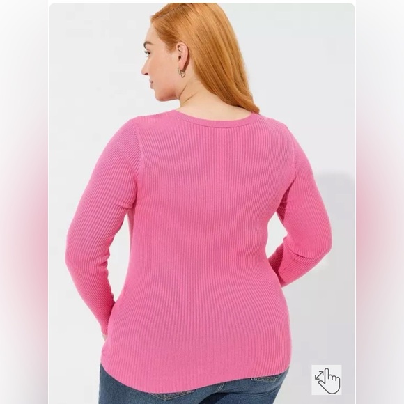 torrid pink pullover fitted sweater cut out neckline size 3X - Picture 2 of 7